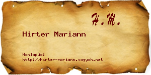 Hirter Mariann névjegykártya
